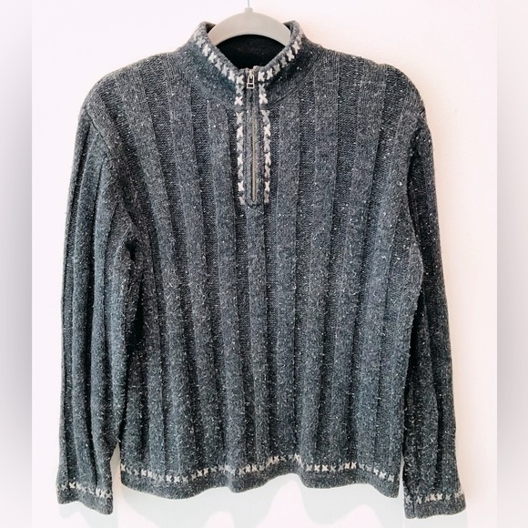 VTG WOOLRICH Woman Wool Blend Cottage Core Farm Granny Pullover Sweater 1/4 Zip - Picture 1 of 6